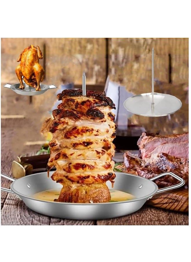 Gyro Pan with Skewer, Gyro Pan with Skewer for Oven, Vertical Skewer Pan, Vertical Skewer Pan for Oven, Stainless Steel Vertical Skewer Pan, Gyro Cooking Plate