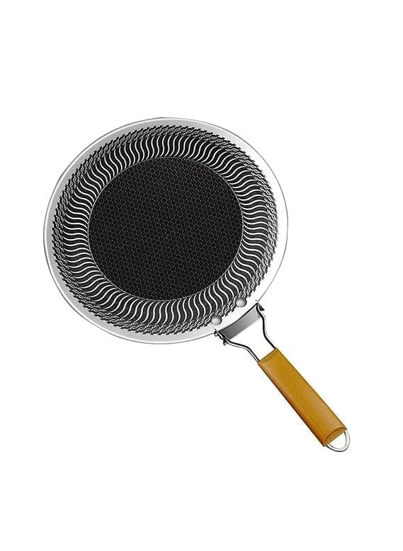 Kruvad Stainless Steel Grill Plate for Nonstick BBQ Roti Maker with Folding Handle Gourmet Baking Korean Tawa Skillet Set Ideal for Camping 53x34x1 CM