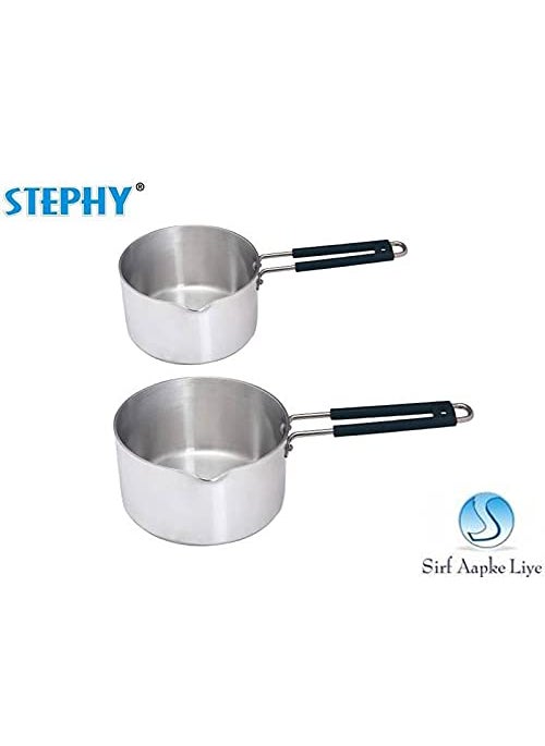 Stephy Aluminium Sauce PanMilk Pan 1 LTR 2 LTR Pack of 2 Diameter 14 cm 20 cm