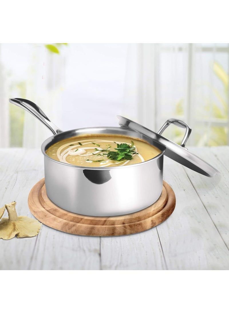 Milton Pro Cook Stainless Steel Tea Pan 1 Litre14 cm Triply Sauce Pan with Lid Gas Induction Base Chai Pot Milk Boiler with Handle 3 Years Warranty