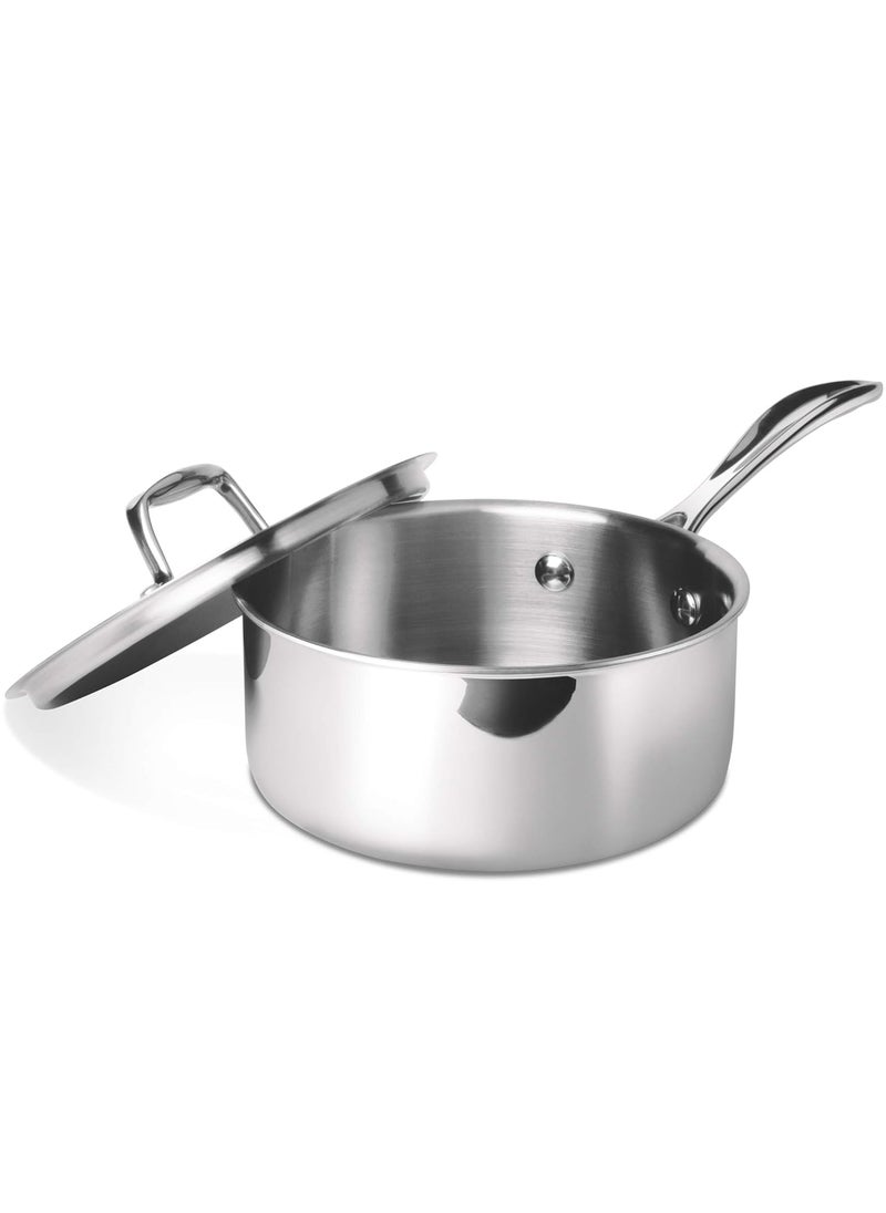 Milton Pro Cook Stainless Steel Tea Pan 1 Litre14 cm Triply Sauce Pan with Lid Gas Induction Base Chai Pot Milk Boiler with Handle 3 Years Warranty
