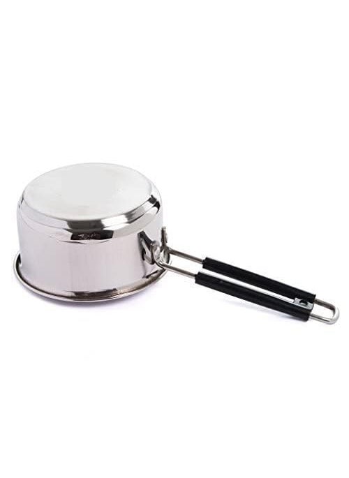 VARSHA INTERNATIONAL Stainless Steel Multipurpose Sauce Pan Sauce Pot Milk Pan for Kitchen Restaurant Cooking Heat Proof Handle Rust Resistant Dishwasher Safe 3 Pcs Silver 115 2 Litre