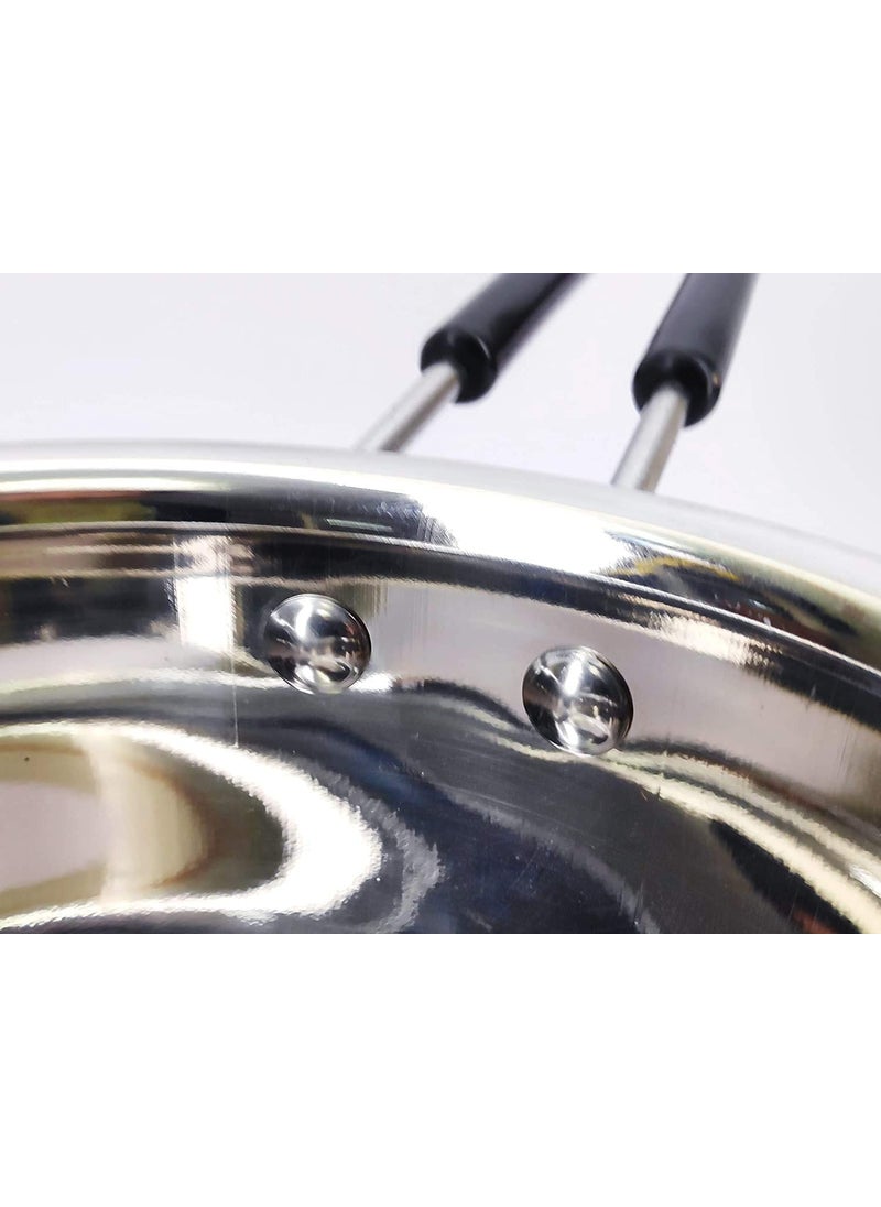 VARSHA INTERNATIONAL Stainless Steel Multipurpose Sauce Pan Sauce Pot Milk Pan for Kitchen Restaurant Cooking Heat Proof Handle Rust Resistant Dishwasher Safe 3 Pcs Silver 115 2 Litre