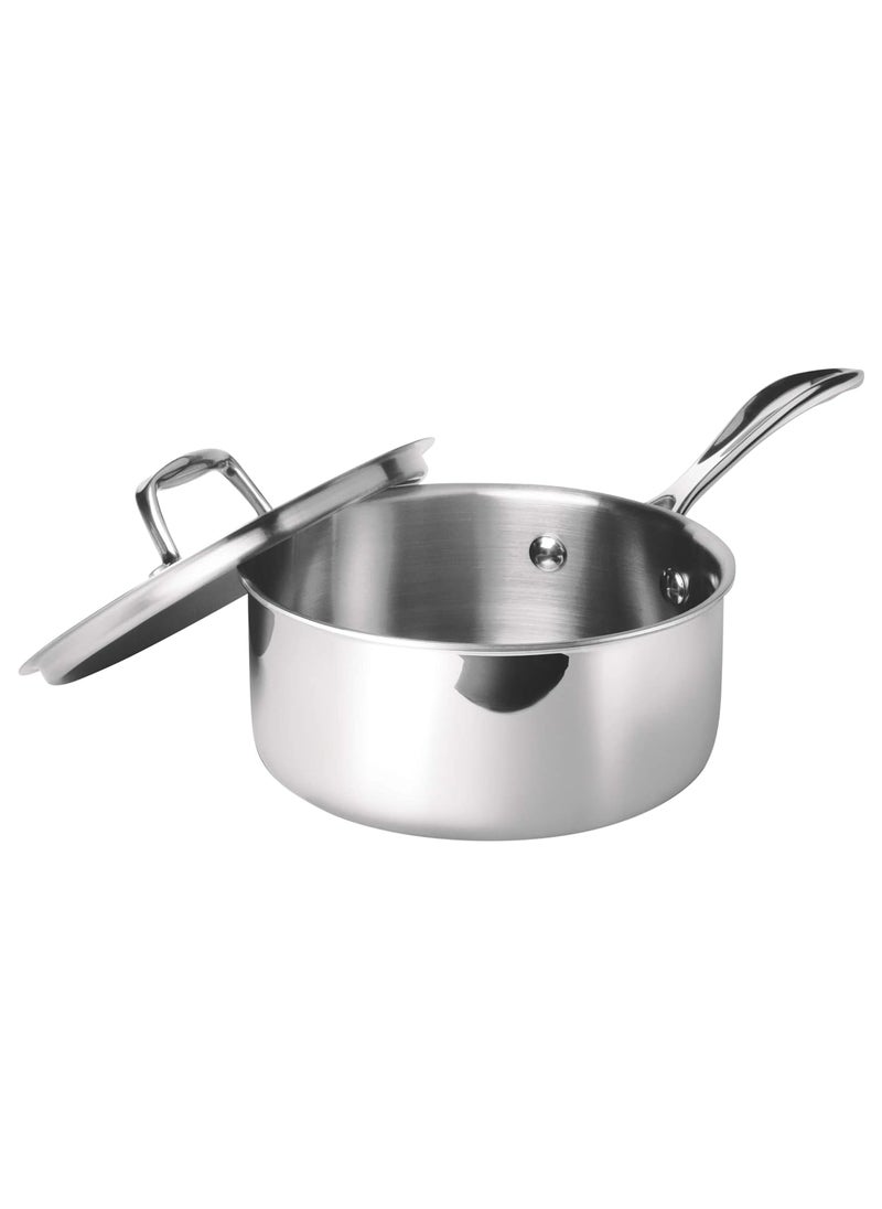Milton Pro Cook Stainless Steel Tea Pan 14 Litre16cm Triply Saucepan with Lid Gas Induction Base Chai Pot Milk Boiler with Handle 3 Years Warranty