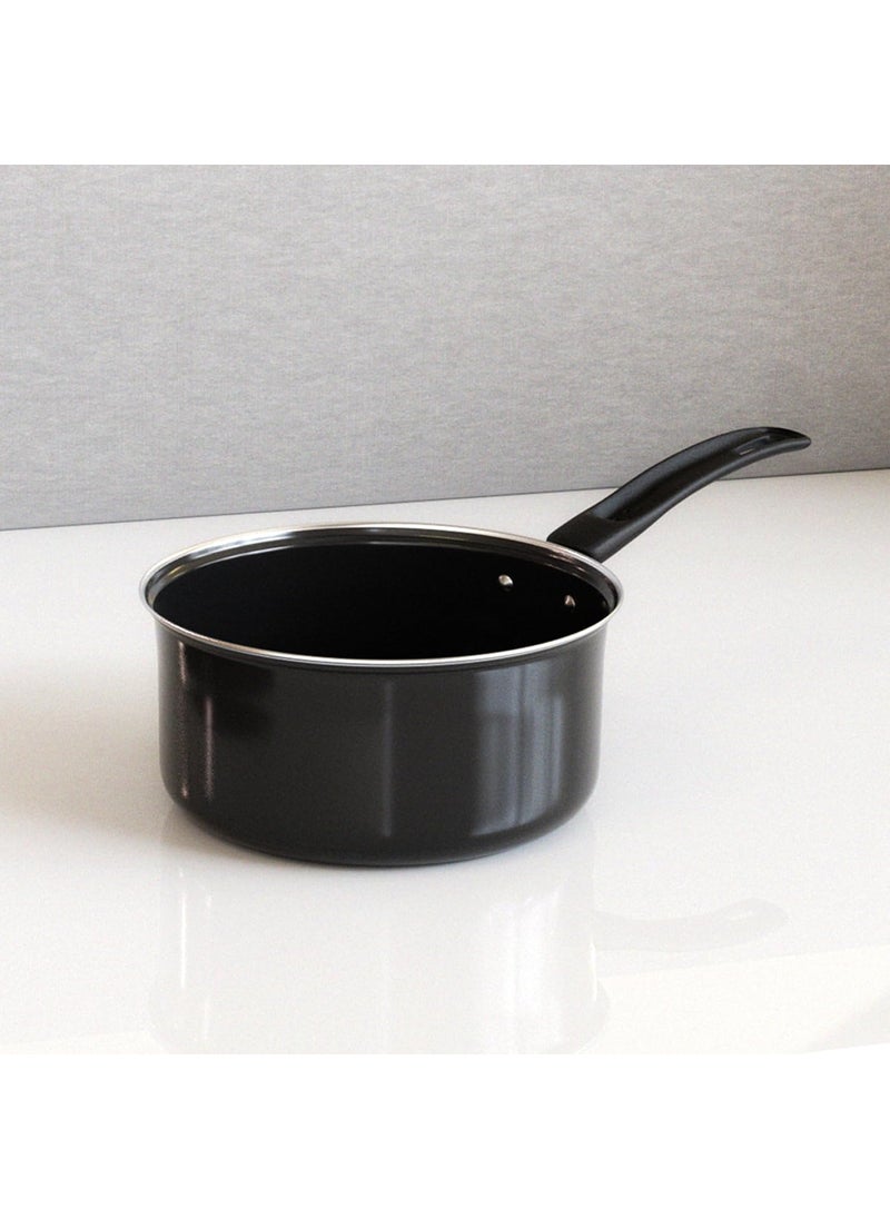 The Earth Store EcoLuxe Large Saucepan for Tea Milk and Chai Pan Induction Base and Gas Stove T Pan PatilaTeaMilk Boiling Pot Vessel Saucepan with Bakelite Handle 1600 ML Capacity 17cm Black