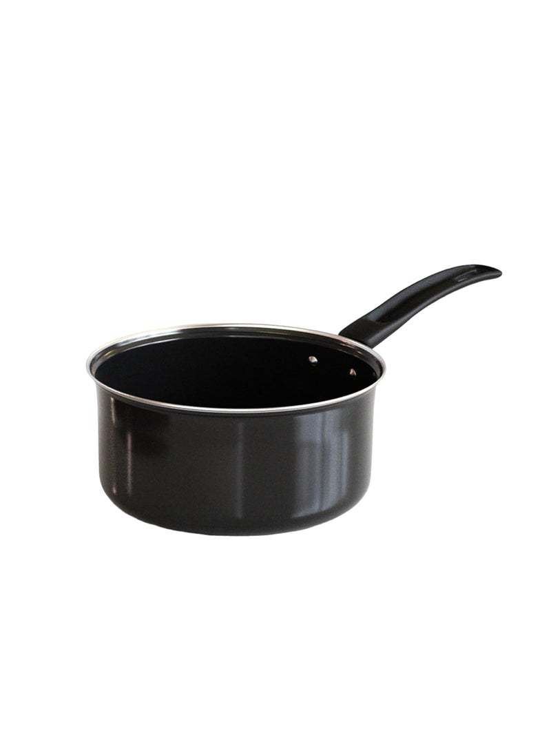The Earth Store EcoLuxe Large Saucepan for Tea Milk and Chai Pan Induction Base and Gas Stove T Pan PatilaTeaMilk Boiling Pot Vessel Saucepan with Bakelite Handle 1600 ML Capacity 17cm Black