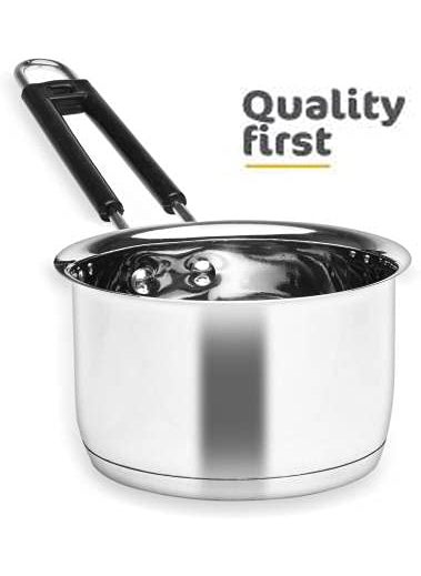 Stephy Stainless Steel Induction Sauce Pan 20 cm 22 cm and 075 LTR 1 LTR with Black Bakelight Handle