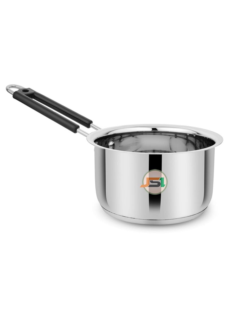 JSI Stainless Steel Saucepan 2 Liter 18cm Silver Induction Gas Stove Friendly Triply Base Tea PanPotSaucepan with Handle 304 Grade Steel Milk PotPanSaucepan for TeaWaterCoffee