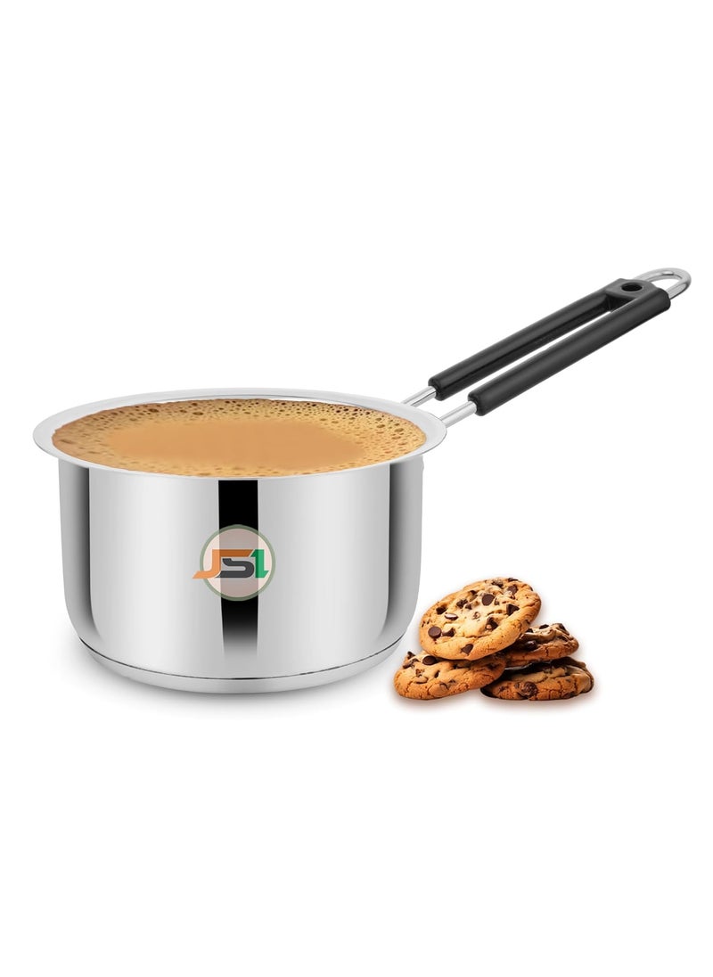 JSI Stainless Steel Saucepan 2 Liter 18cm Silver Induction Gas Stove Friendly Triply Base Tea PanPotSaucepan with Handle 304 Grade Steel Milk PotPanSaucepan for TeaWaterCoffee