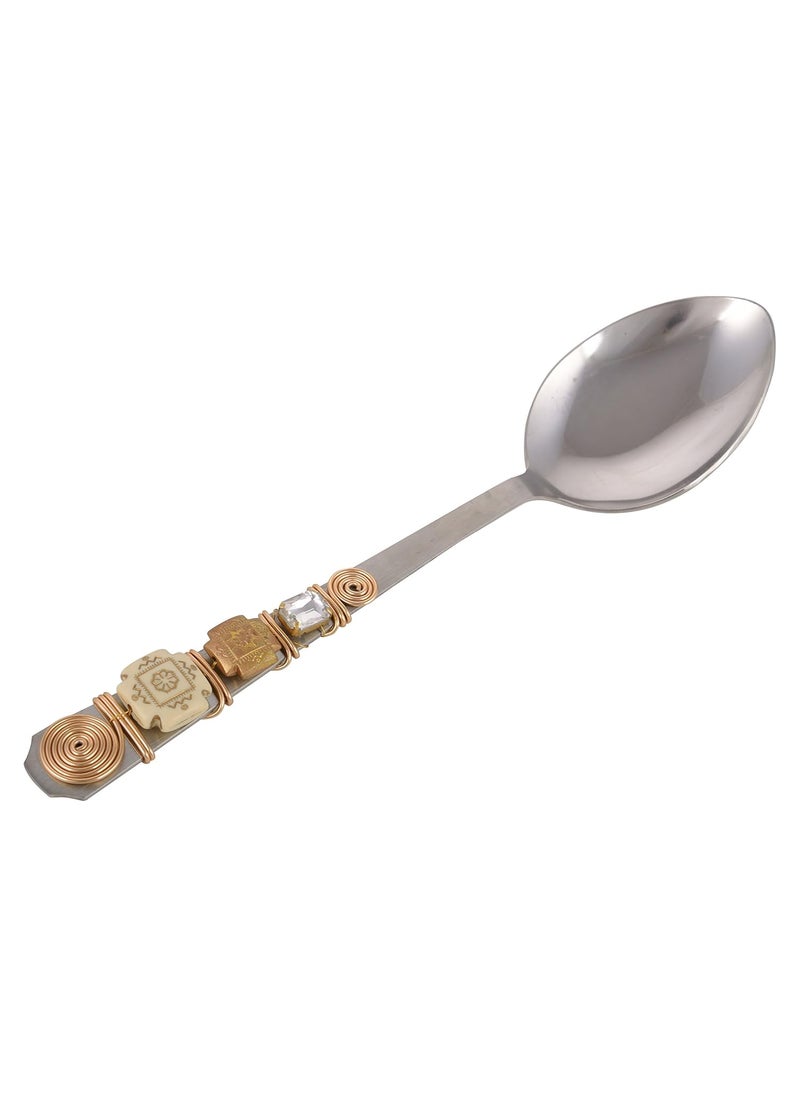 Jewel Kraft Designs Stainless Steel Serving Spoons Pack of 5 Beige 11 inches