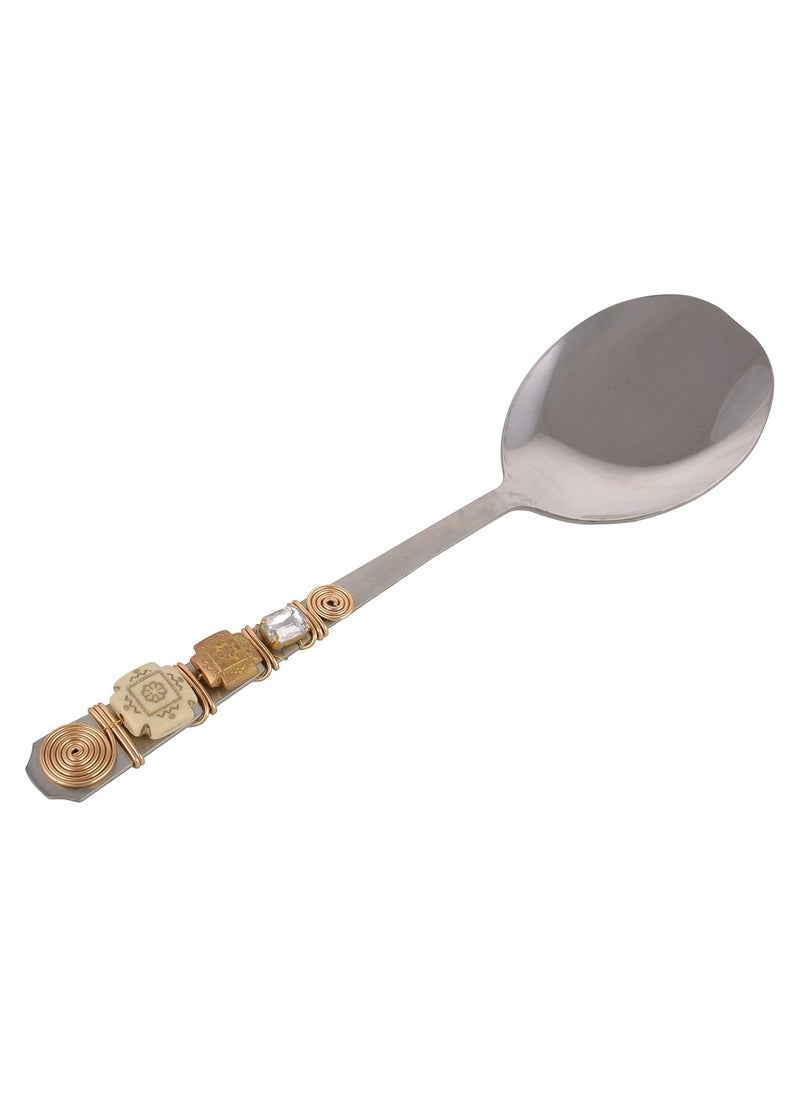 Jewel Kraft Designs Stainless Steel Serving Spoons Pack of 5 Beige 11 inches
