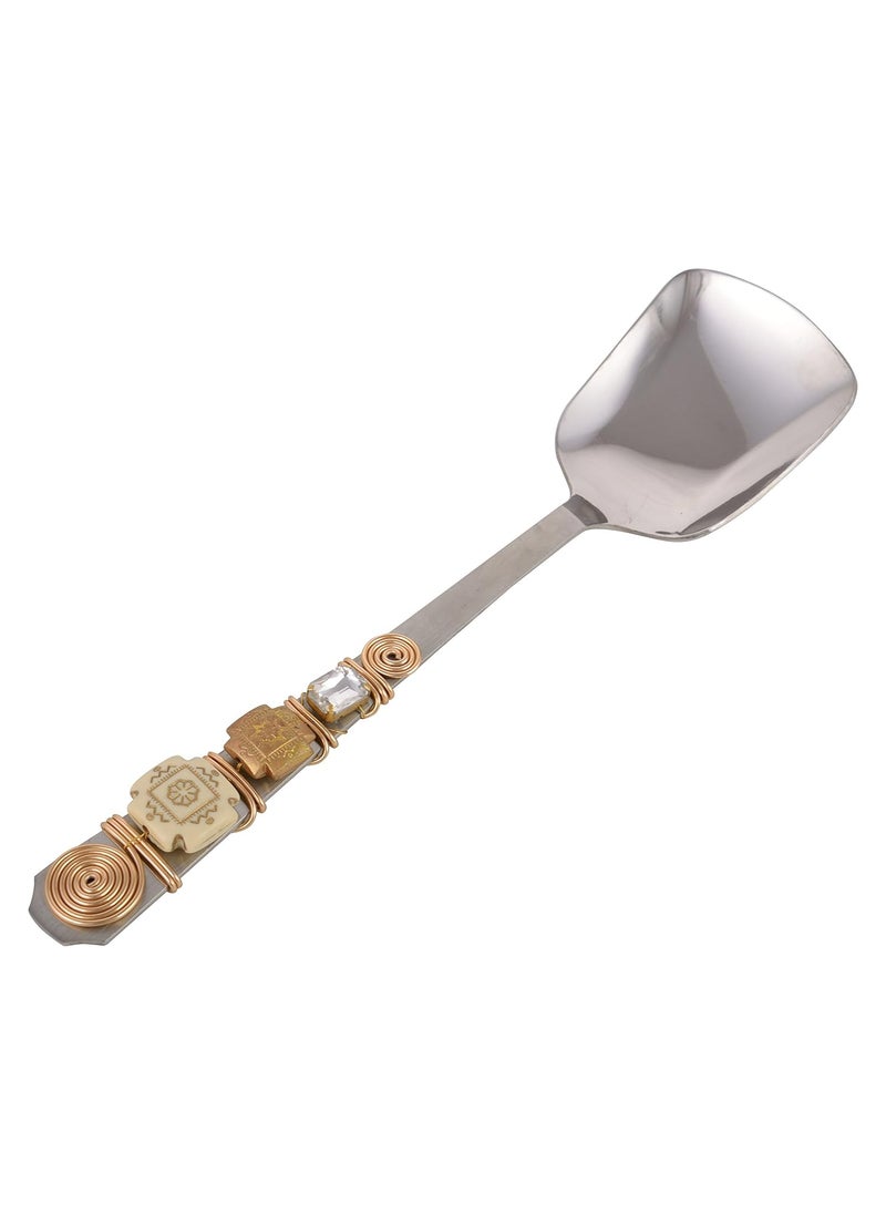 Jewel Kraft Designs Stainless Steel Serving Spoons Pack of 5 Beige 11 inches