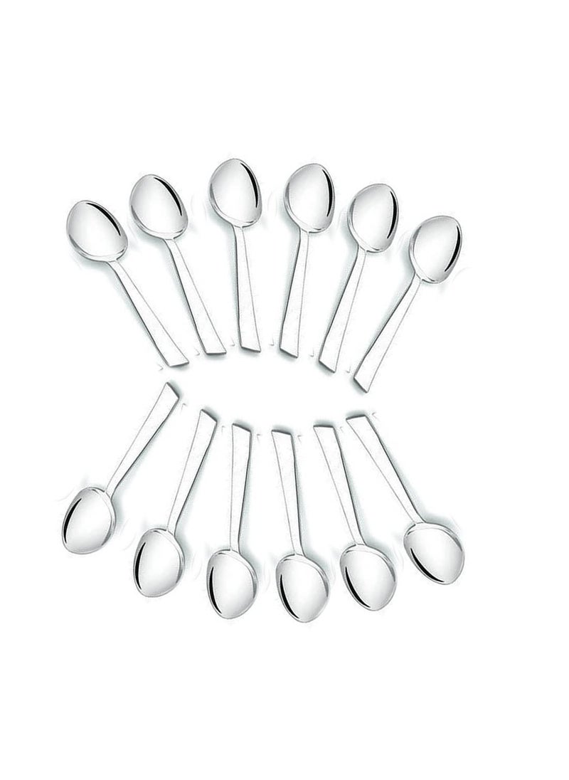 Bartan Hub Stainless Steel Dinner Spoons with Round Edge Set of 12 Dishwasher Safe Stainless Steel Tea Spoon Set Pack of 12