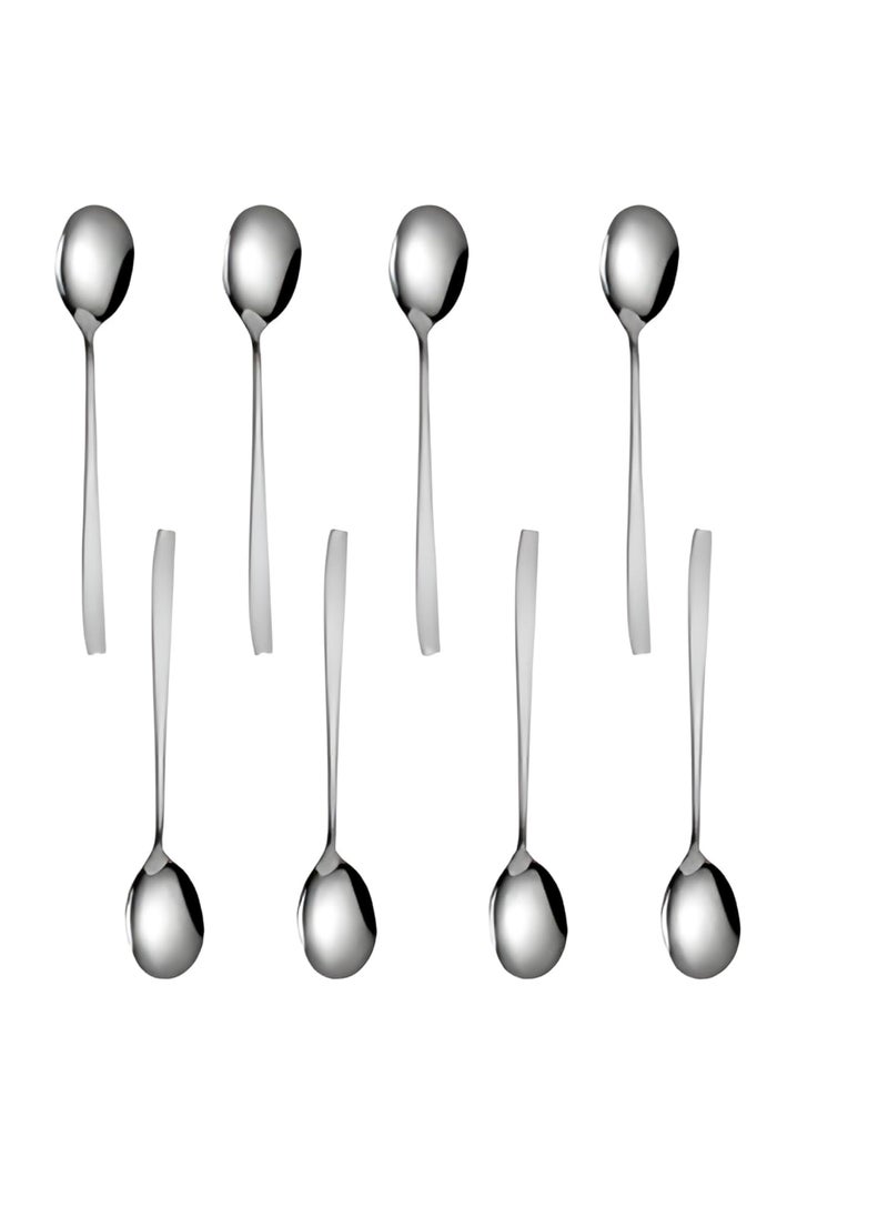 NAIDEV Stainless Steel Long Handle Spoon Korean Spoon Set for Home Kitchen or Restaurant Kitchen Utensil Eating Tableware Cutlery silverware Dishwasher Safe Tea spoon Use for HomeRestaurantset of 8