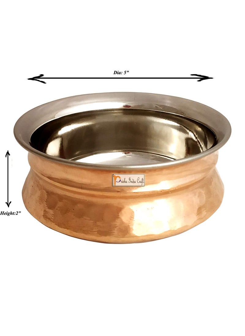Prisha India Craft Steel Handi Spoon Set Bowl 250ml 1 Piece Brown