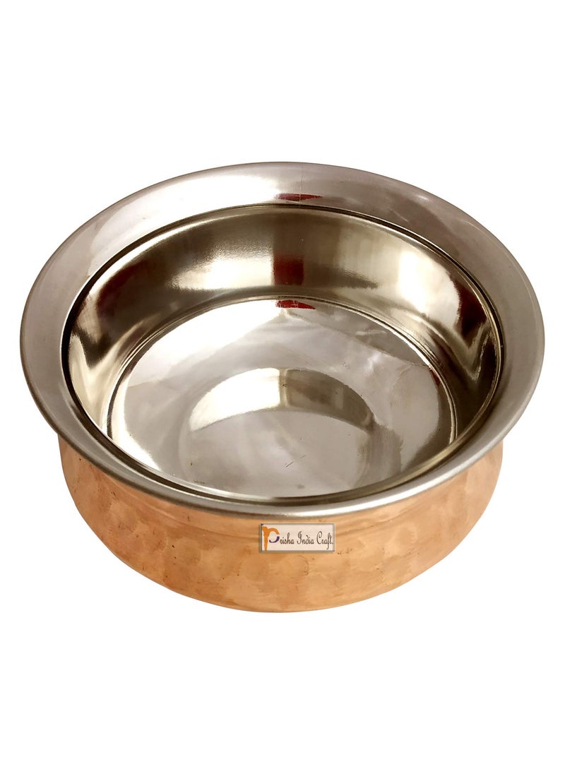Prisha India Craft Steel Handi Spoon Set Bowl 250ml 1 Piece Brown