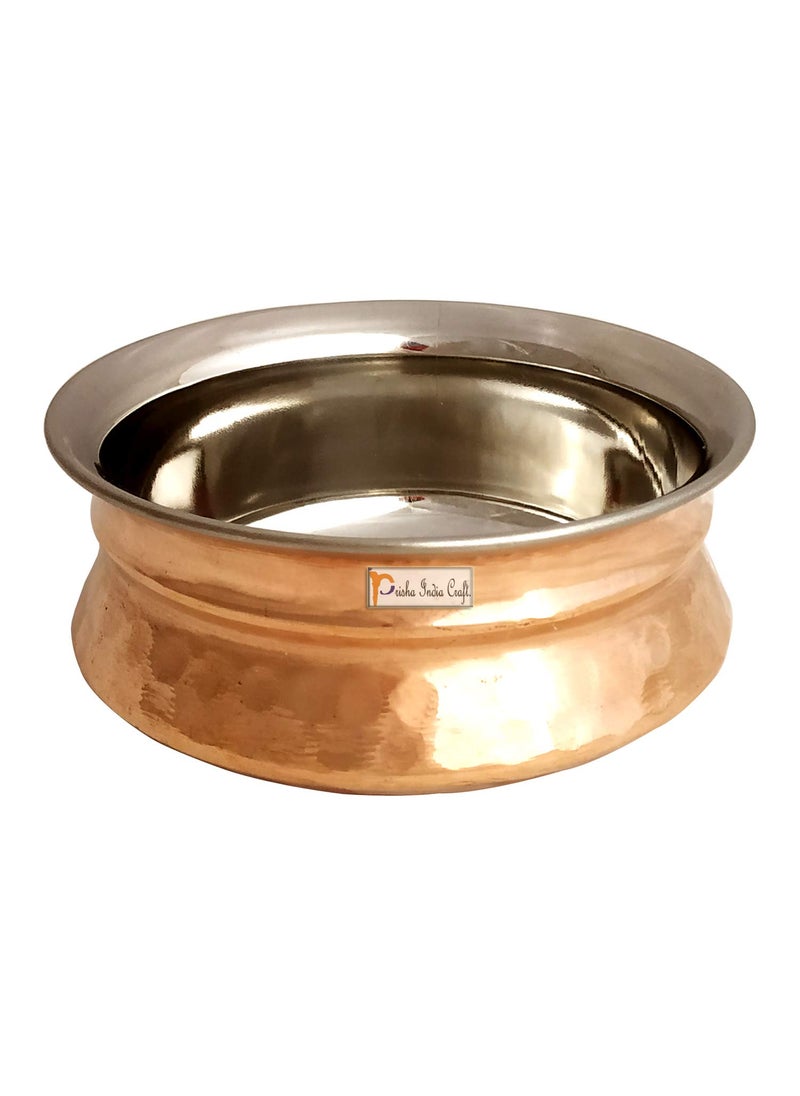 Prisha India Craft Steel Handi Spoon Set Bowl 250ml 1 Piece Brown