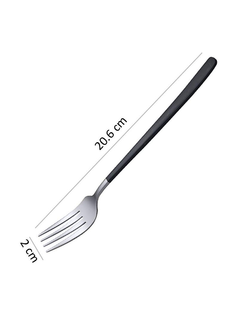 HETSHIV Stainless Steel Dinner Forks Set with Colorful Handle Shiny Silver MouthMirror Polish Silverware Set Dessert Forks Table Forks Salad Forks for Home Kitchen or Restaurant Black 8