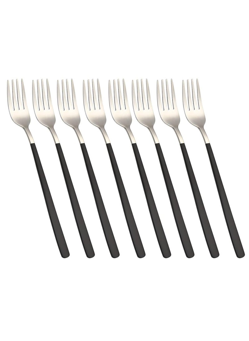 HETSHIV Stainless Steel Dinner Forks Set with Colorful Handle Shiny Silver MouthMirror Polish Silverware Set Dessert Forks Table Forks Salad Forks for Home Kitchen or Restaurant Black 8