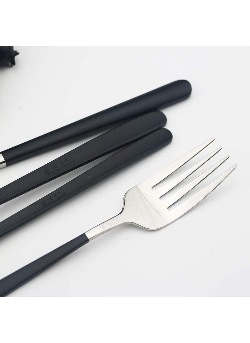 HETSHIV Stainless Steel Dinner Forks Set with Colorful Handle Shiny Silver MouthMirror Polish Silverware Set Dessert Forks Table Forks Salad Forks for Home Kitchen or Restaurant Black 8