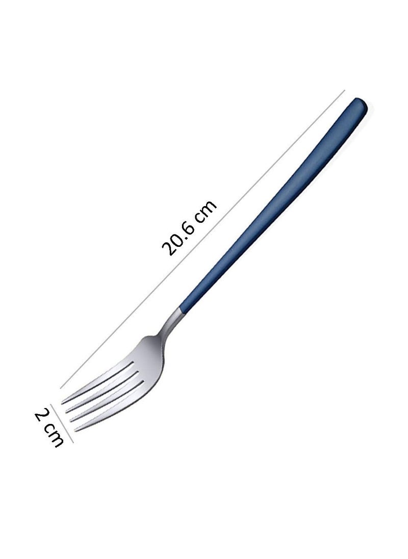 HETSHIV Stainless Steel Dinner Forks Set with Colorful Handle Shiny Silver MouthMirror Polish Silverware Set Dessert Forks Table Forks Salad Forks for Home Kitchen or RestaurantBlue 4