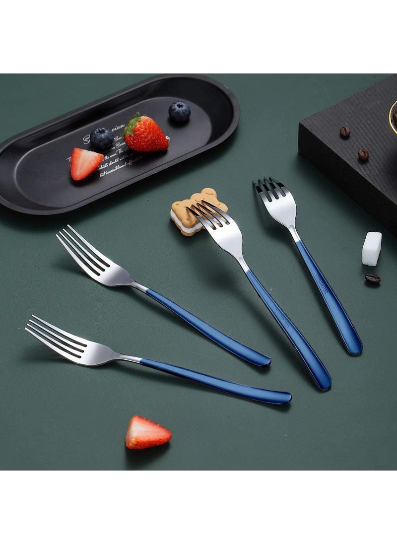HETSHIV Stainless Steel Dinner Forks Set with Colorful Handle Shiny Silver MouthMirror Polish Silverware Set Dessert Forks Table Forks Salad Forks for Home Kitchen or RestaurantBlue 4