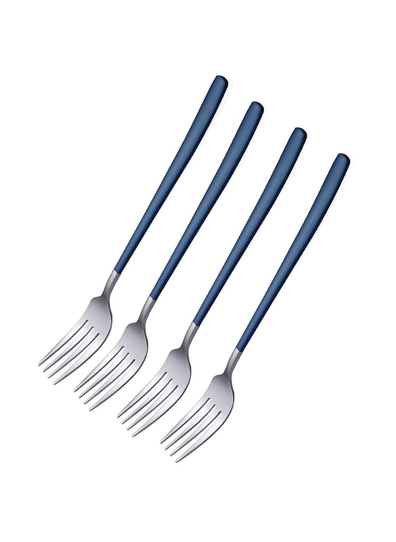 HETSHIV Stainless Steel Dinner Forks Set with Colorful Handle Shiny Silver MouthMirror Polish Silverware Set Dessert Forks Table Forks Salad Forks for Home Kitchen or RestaurantBlue 4