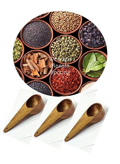 ARMAN SPOONS Masala Spoon Set of 18 for Small Containers Table Spoon Size 85 cm Long Teak Wood Handmade Wooden Spoon for Tea Coffee Sugar Condiments Spices 18