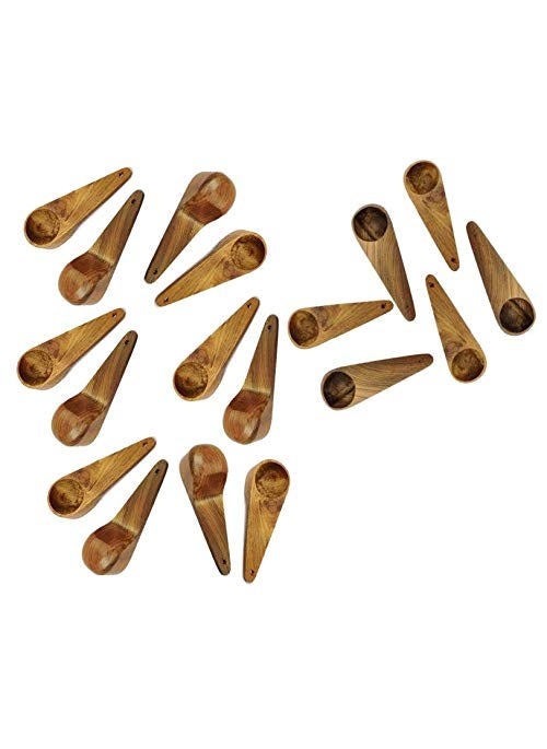 ARMAN SPOONS Masala Spoon Set of 18 for Small Containers Table Spoon Size 85 cm Long Teak Wood Handmade Wooden Spoon for Tea Coffee Sugar Condiments Spices 18