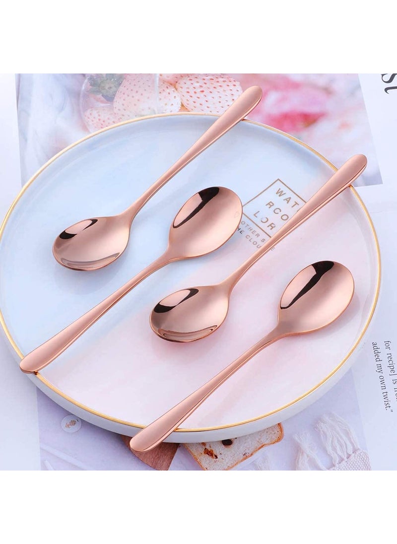 Primetan Fancy Flatware Stainless Steel Spoon Banquet Flatware Kitchen Cutlery Tableware for Home Set of 3 Rose