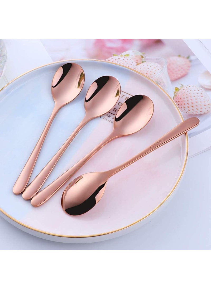 Primetan Fancy Flatware Stainless Steel Spoon Banquet Flatware Kitchen Cutlery Tableware for Home Set of 3 Rose