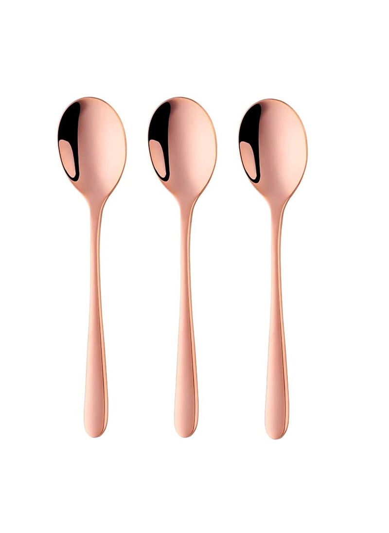 Primetan Fancy Flatware Stainless Steel Spoon Banquet Flatware Kitchen Cutlery Tableware for Home Set of 3 Rose