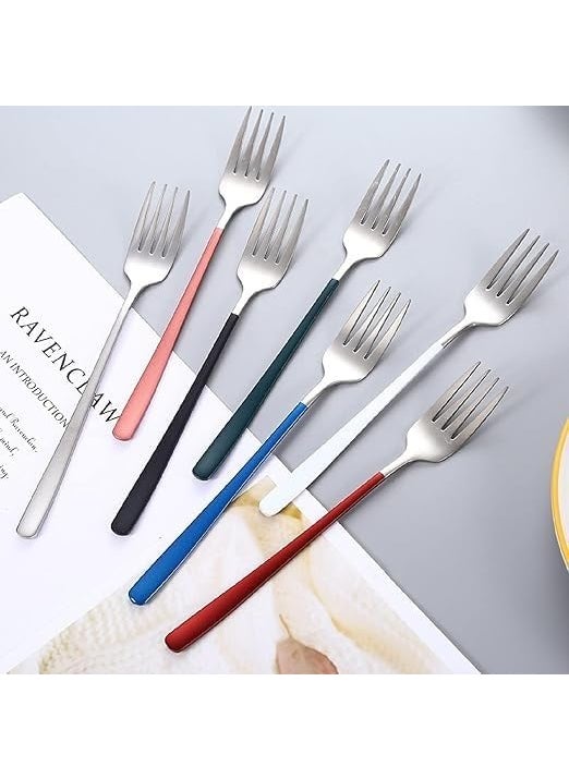 HETSHIV Stainless Steel Dinner Forks Set with Colorful Handle Shiny Silver MouthMirror Polish Silverware Set Dessert Forks Table Forks Salad Forks for Home Kitchen or Restaurant White 8