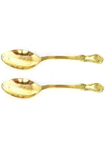 DAMURHU Brass Dessert Spoon Set Pack of 4