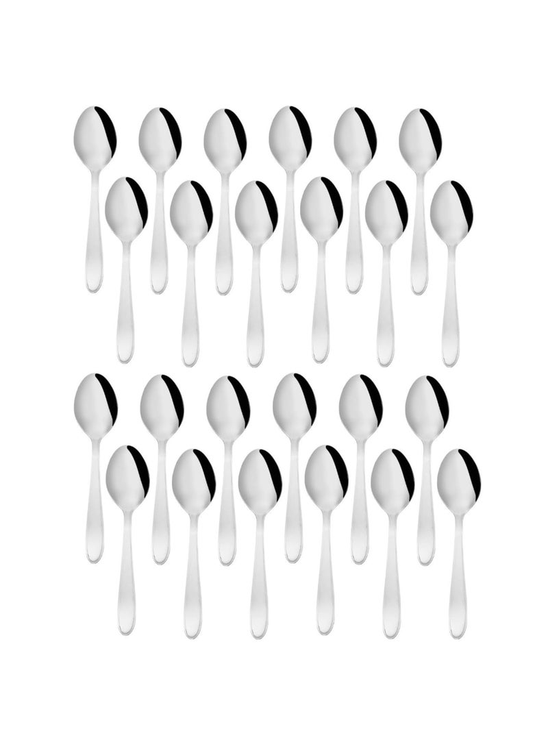 Cutlux 24 Piece Stainless Steel Tea Spoon Set Durable FoodGrade Silver Teaspoons for Tea Coffee Sugar and Spices Compact Size with 1 mm Thickness and 13 cm Length