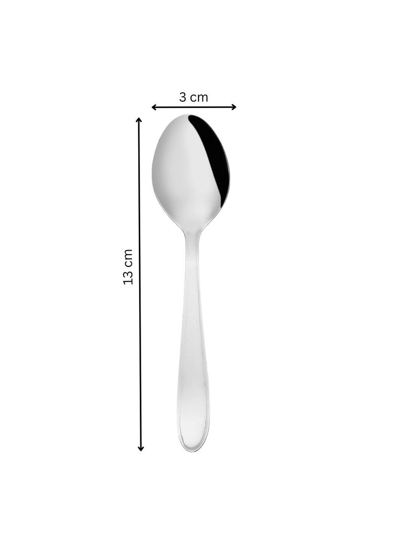 Cutlux 24 Piece Stainless Steel Tea Spoon Set Durable FoodGrade Silver Teaspoons for Tea Coffee Sugar and Spices Compact Size with 1 mm Thickness and 13 cm Length