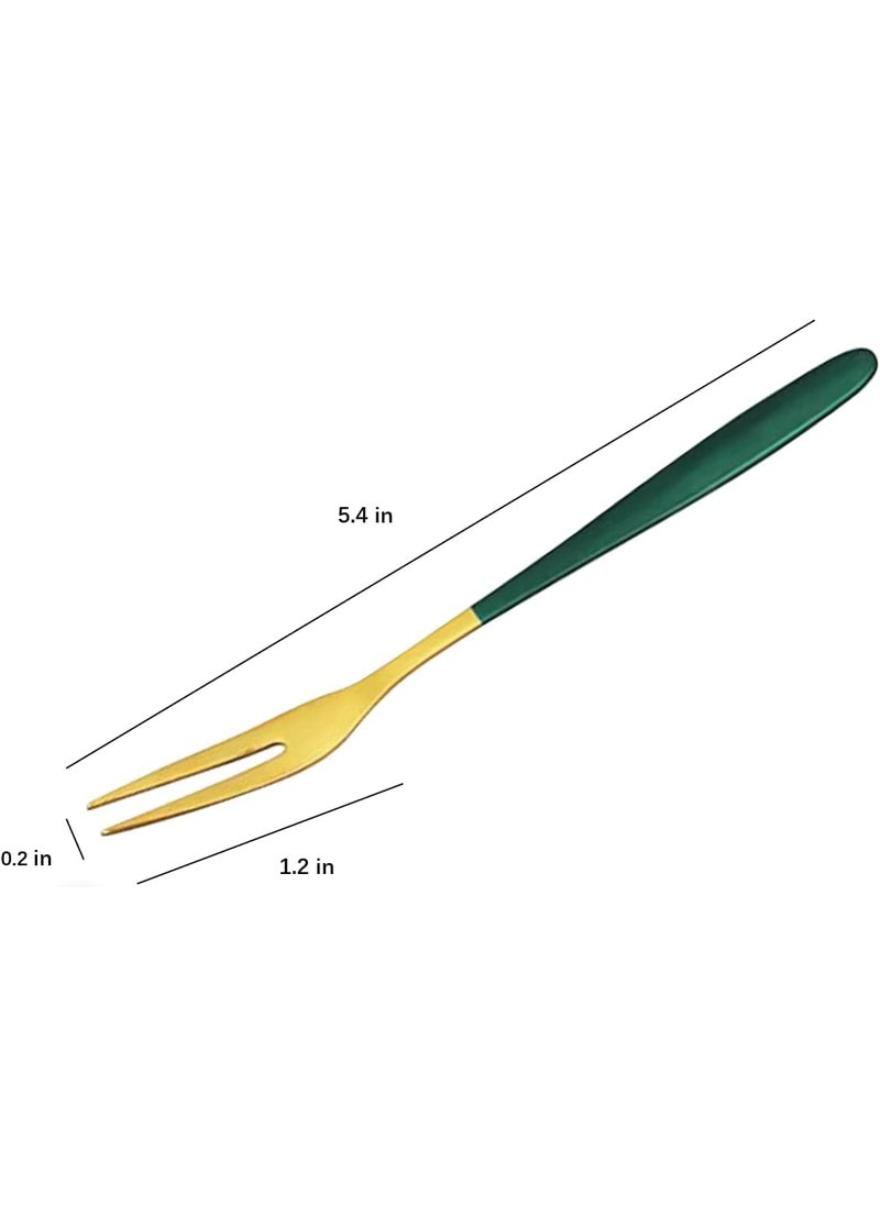 SIYANSHU Fruit Forks Appetizer Polished Dessert Forks Salad Forks Stainless Steel Food Grade Dinner SpoonTable SpoonTasting Appetizer Forks Portable Cocktail Salad Forks for PartyBanquetCocktailTravel Green6 Piece
