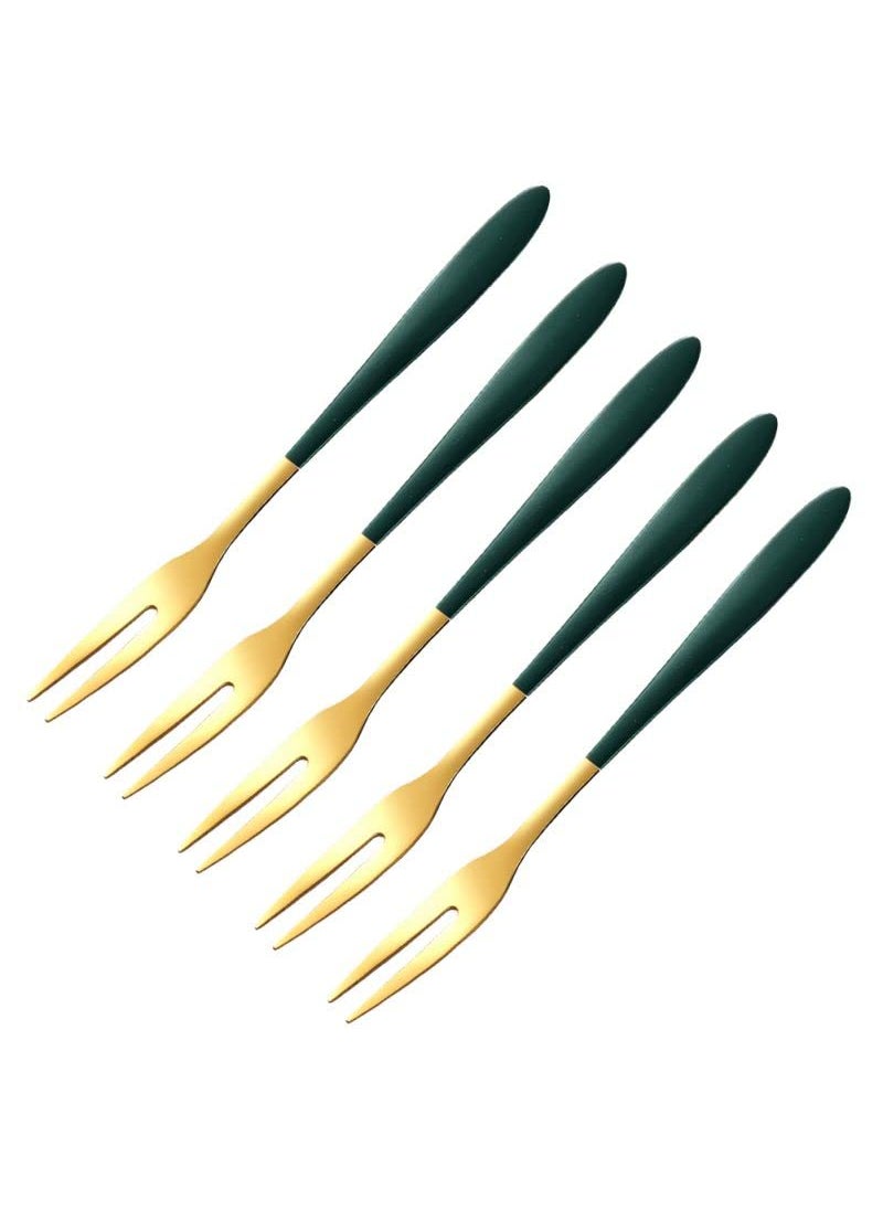 SIYANSHU Fruit Forks Appetizer Polished Dessert Forks Salad Forks Stainless Steel Food Grade Dinner SpoonTable SpoonTasting Appetizer Forks Portable Cocktail Salad Forks for PartyBanquetCocktailTravel Green6 Piece
