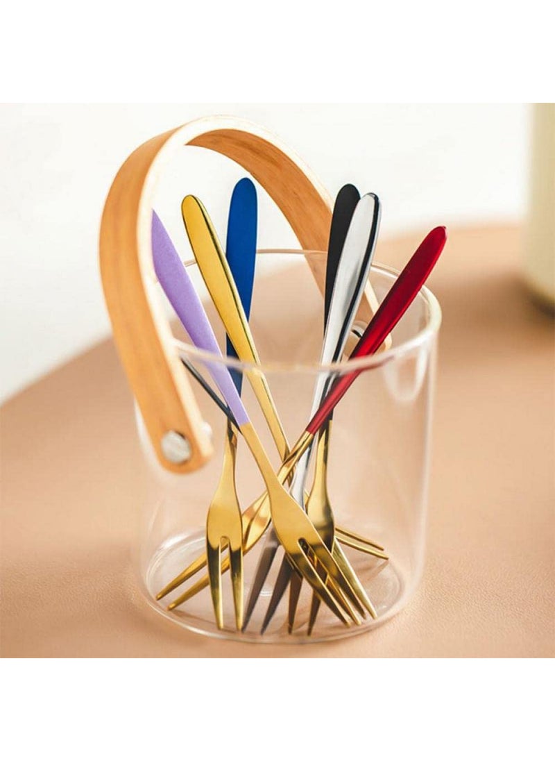 SIYANSHU Fruit Forks Appetizer Polished Dessert Forks Salad Forks Stainless Steel Food Grade Dinner SpoonTable SpoonTasting Appetizer Forks Portable Cocktail Salad Forks for PartyBanquetCocktailTravel Green6 Piece