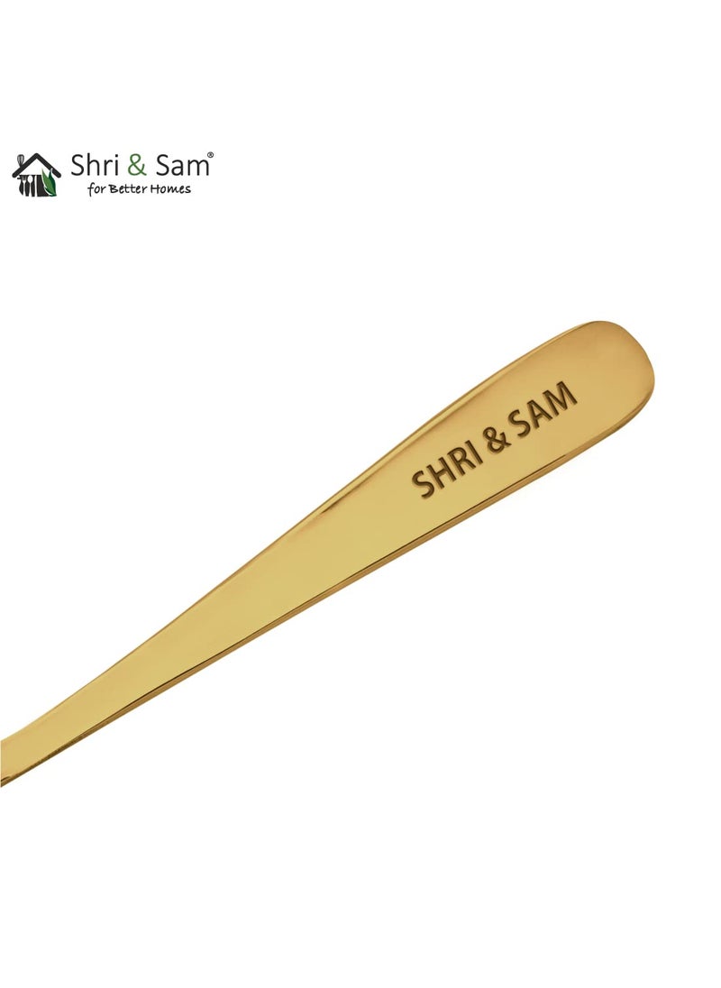 Shri Sam Stainless Steel Lotus Plain Gold PVD Coating Fruit Fork6 Pieces