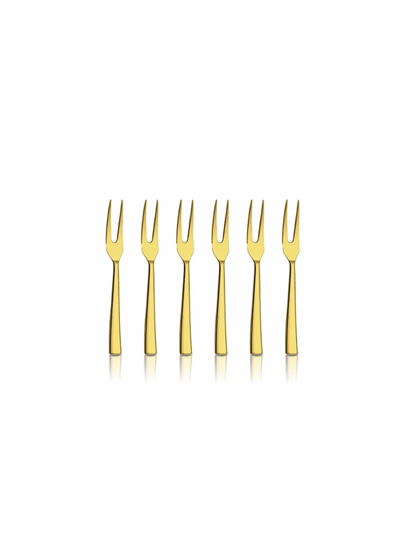 Shri Sam Stainless Steel Lotus Plain Gold PVD Coating Fruit Fork6 Pieces