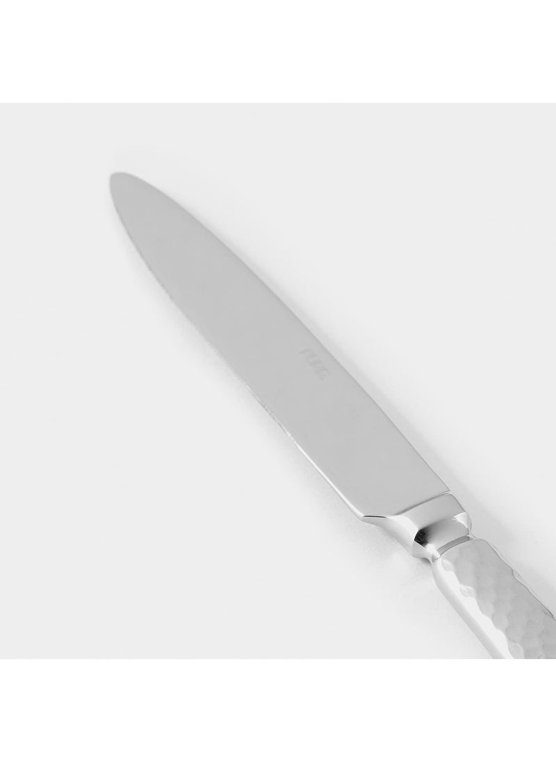 PURE HOME LIVING Set Of 4 Silver Hammered Dinner Knives