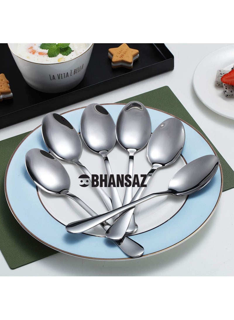 BHANSAZ Stainless Steel Table Spoon Set of 12 for Home Kitchen Rust Resistant Mirror Polished Length 166 Cm