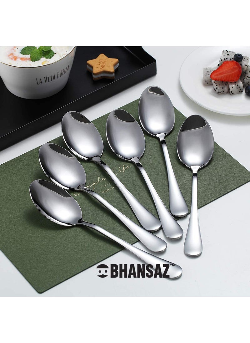 BHANSAZ Stainless Steel Table Spoon Set of 12 for Home Kitchen Rust Resistant Mirror Polished Length 166 Cm