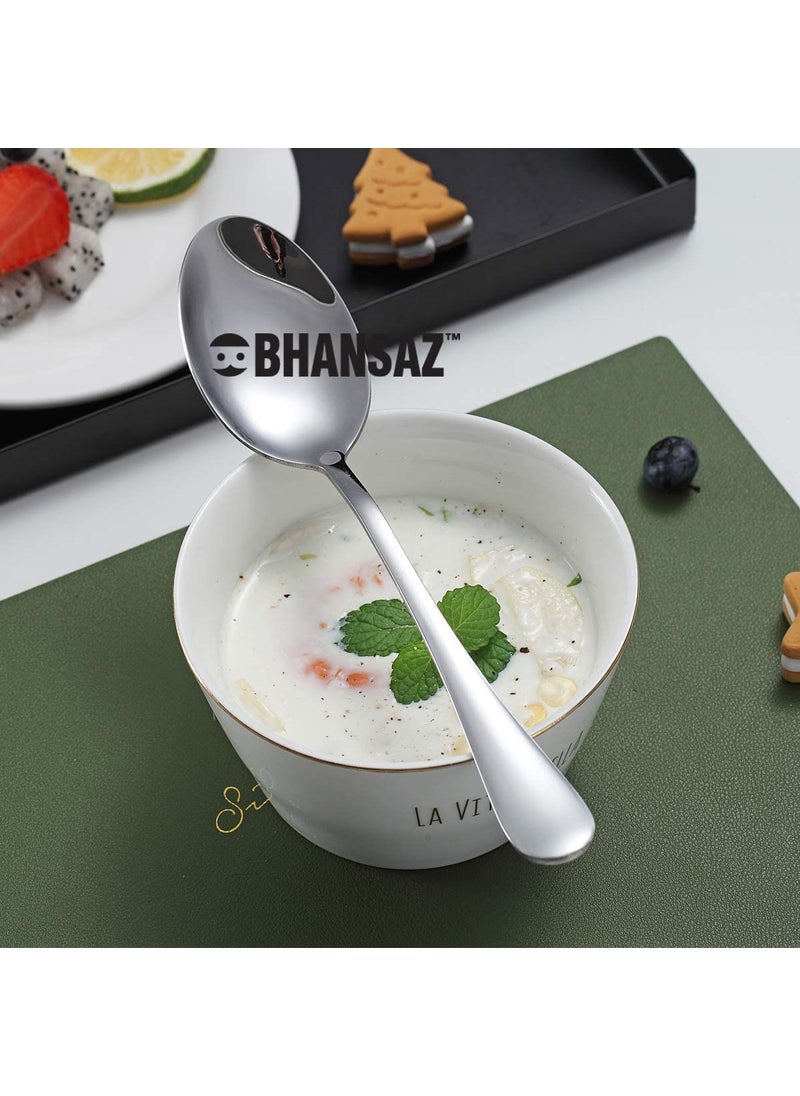 BHANSAZ Stainless Steel Table Spoon Set of 12 for Home Kitchen Rust Resistant Mirror Polished Length 166 Cm