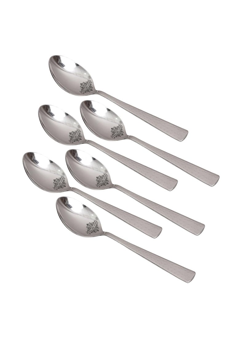 IndianArtVilla Handmade Hammered Stainless Steel Baby Spoon Cutlery Set 6 Pieces Silver