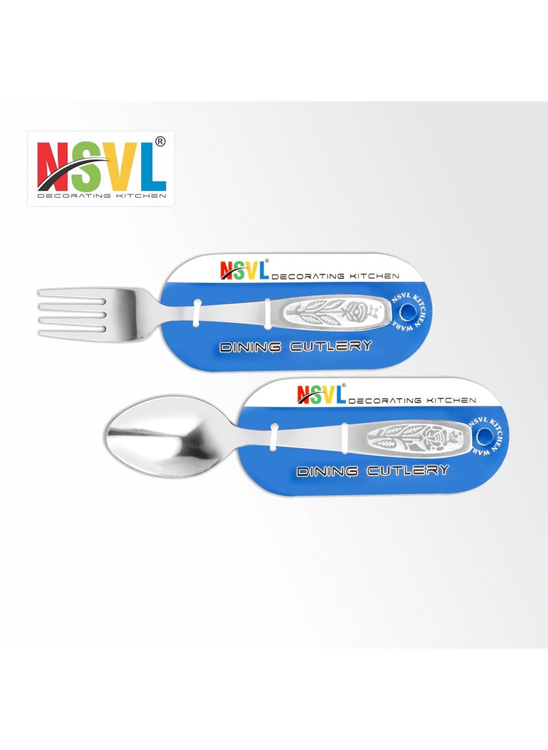 NSVL Rose Design Stainless Steel Heavy Gauge Spoon and Fork Set of 12 Pc BabyTable Spoon 6 Pc 16 cm L DessertTable Fork 6 Pc 16 cm L 16mm Thick