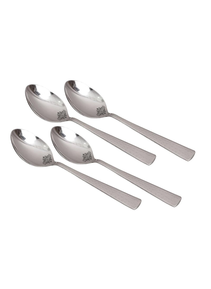 IndianArtVilla Handmade Hammered Stainless Steel Table Cutlery Set 4 Pieces Silver