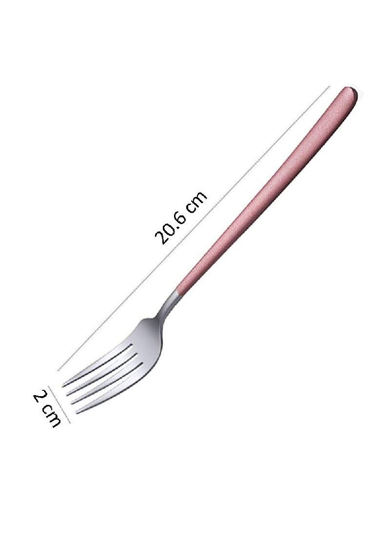 HETSHIV Stainless Steel Dinner Forks Set with Colorful Handle Shiny Silver MouthMirror Polish Silverware Set Dessert Forks Table Forks Salad Forks for Home Kitchen or Restaurant Pink 6