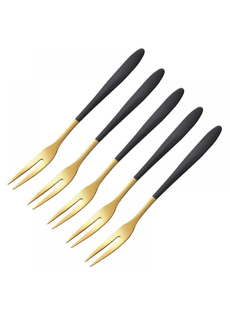 KPNG Appetizer Forks Toothpicks for Appetizers Fruit Forks Appetizer Dessert Forks Salad Forks Beautiful Colorful StainlessSteel Forks for Party Banquet Cocktail Dessert Black Pack Of10